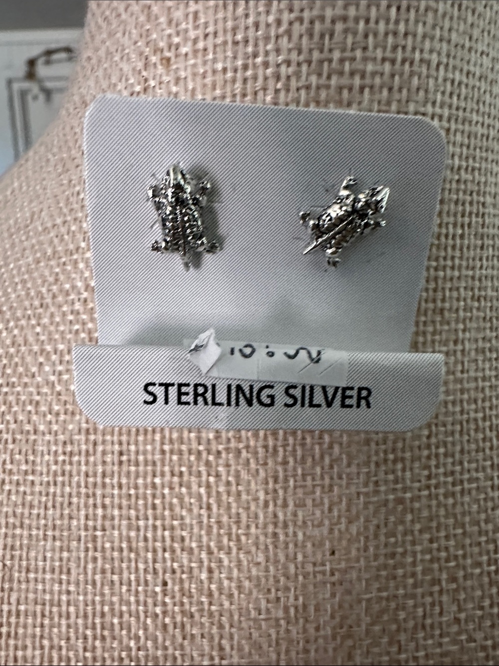 Sterling Silver Navajo Horned Frog Stud Earrings - Silver